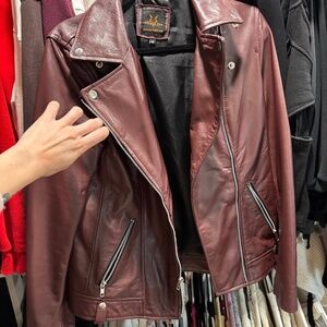 Arcane Fox Oxblood Leather Moto Jacket – Size M